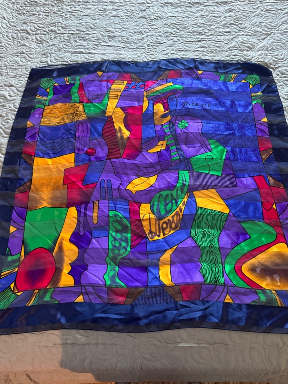 Source Unknown Purple Blue Green Abstract Pattern  Scarf